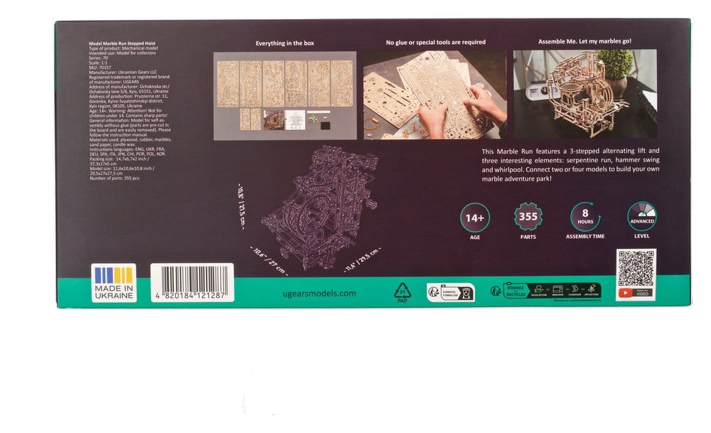 Ugears 3D-Holzpuzzle Murmel-Stufenbahn