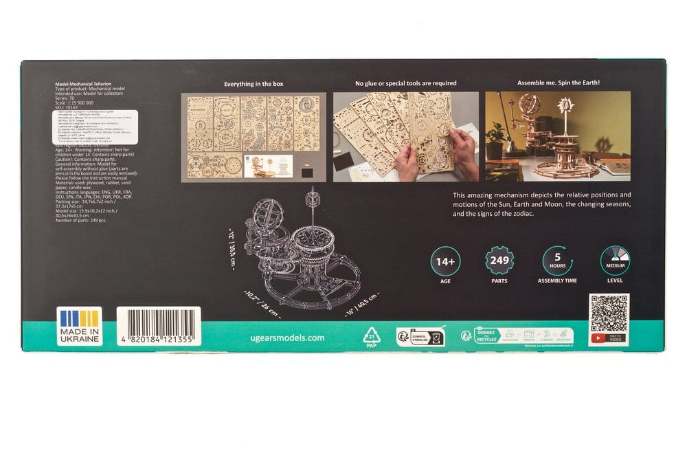 Ugears 3D-Holzpuzzle Mechanisches Tellurium