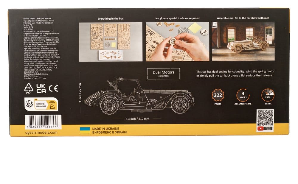 Ugears 3D-Holzpuzzle Sportwagen Flinke Maus