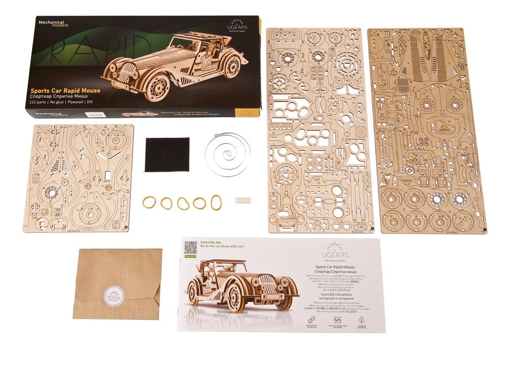 Ugears 3D-Holzpuzzle Sportwagen Flinke Maus