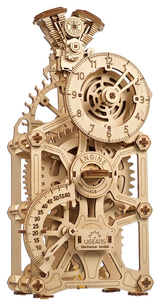 Ugears 3D-Holzpuzzle Motoren-Uhr