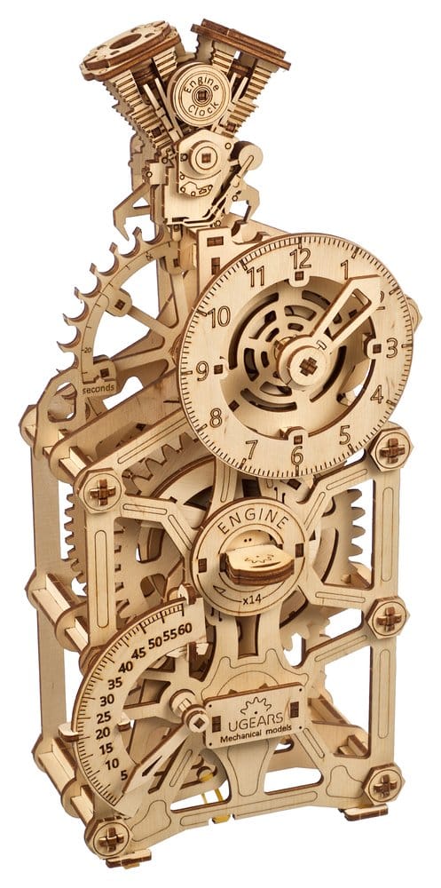 Ugears 3D-Holzpuzzle Motoren-Uhr