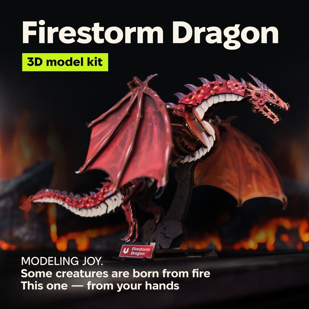 Ugears 3D Modellbausatz aus Holz Firestorm Dragon 43 cm