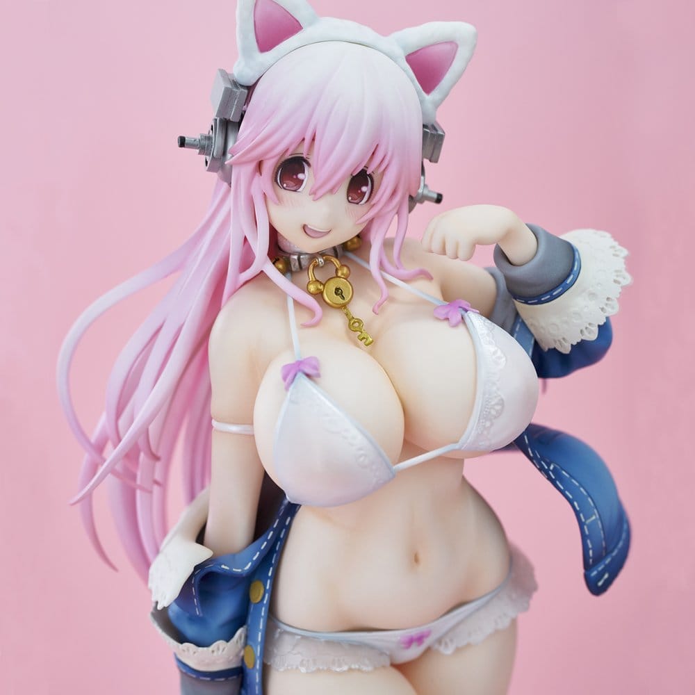 Super Sonico PVC Figur White Cat Ver. (Reissue) 27 cm