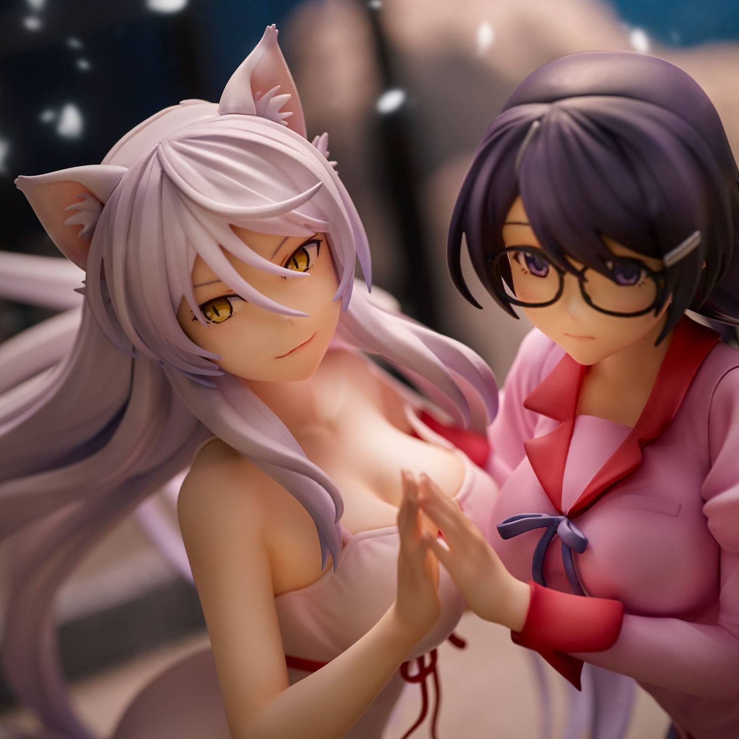 Nekomonogatari Monogatari Series PVC Statuen Tsubasa Hanekawa Set (re-run) 19 cm