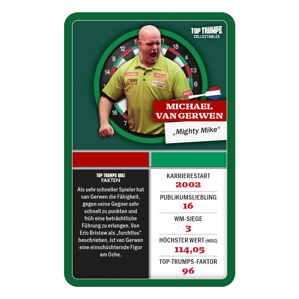 Darts Kartenspiel Top Trumps Collectables Legenden *Deutsche Version*