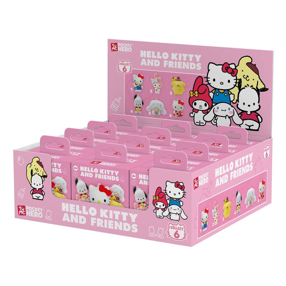 Sanrio Pocket Hero Schlüsselanhänger Hello Kitty and Friends Series 1 Blind Box Display (12)         