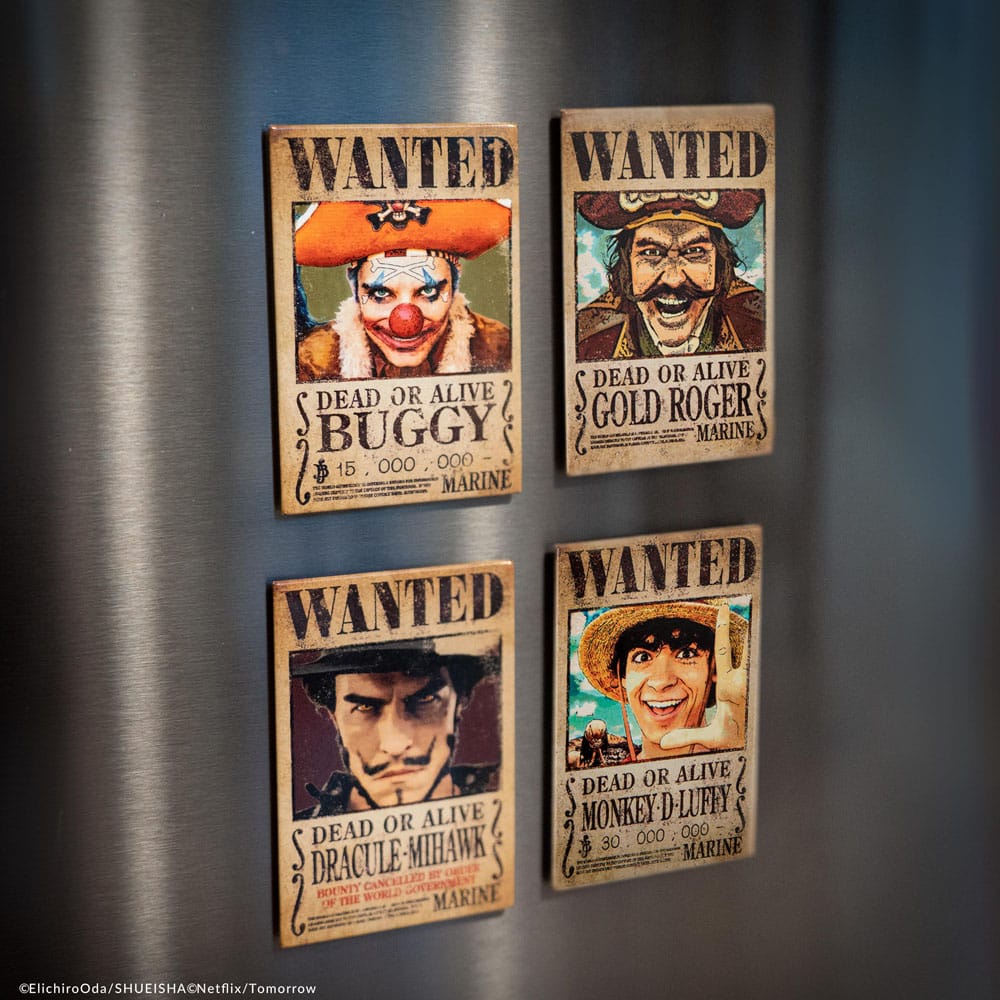 One Piece Magnet 4er-Pack Wanted