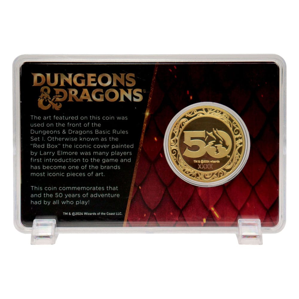 Dungeons & Dragons Sammelmünze 50th Anniversary with Colour Print 24k Gold Plated Edition 4 cm