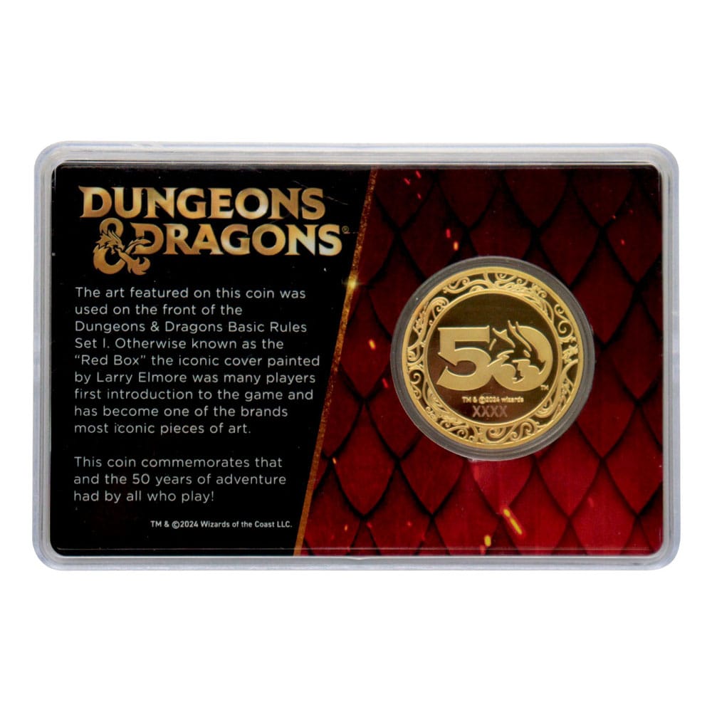 Dungeons & Dragons Sammelmünze 50th Anniversary with Colour Print 24k Gold Plated Edition 4 cm