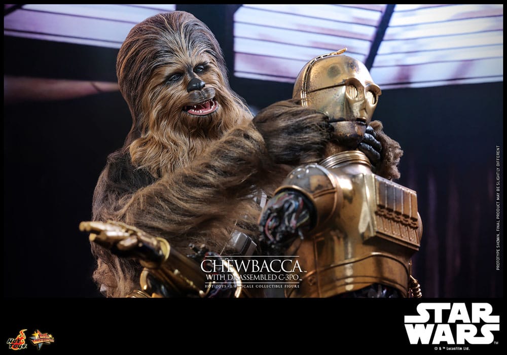 Star Wars Episode V Movie Masterpiece Actionfigur 1/6 Chewbacca with Disassembled C-3PO 36 cm