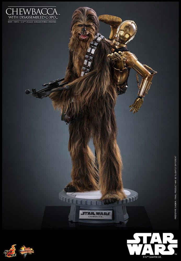 Star Wars Episode V Movie Masterpiece Actionfigur 1/6 Chewbacca with Disassembled C-3PO 36 cm
