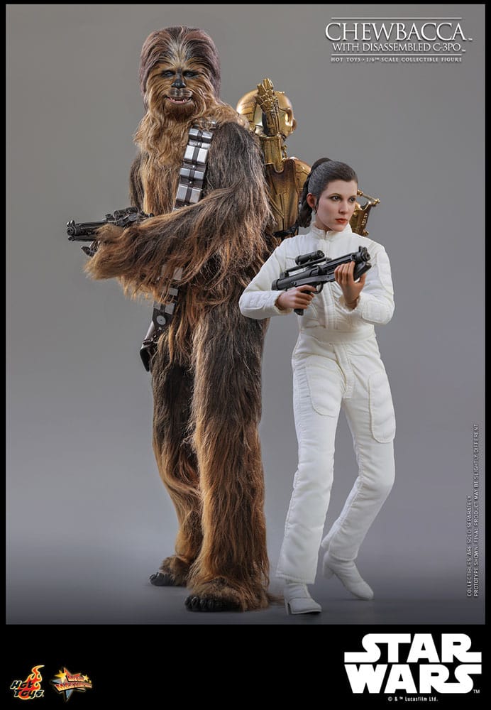 Star Wars Episode V Movie Masterpiece Actionfigur 1/6 Chewbacca with Disassembled C-3PO 36 cm