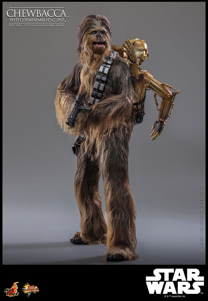 Star Wars Episode V Movie Masterpiece Actionfigur 1/6 Chewbacca with Disassembled C-3PO 36 cm