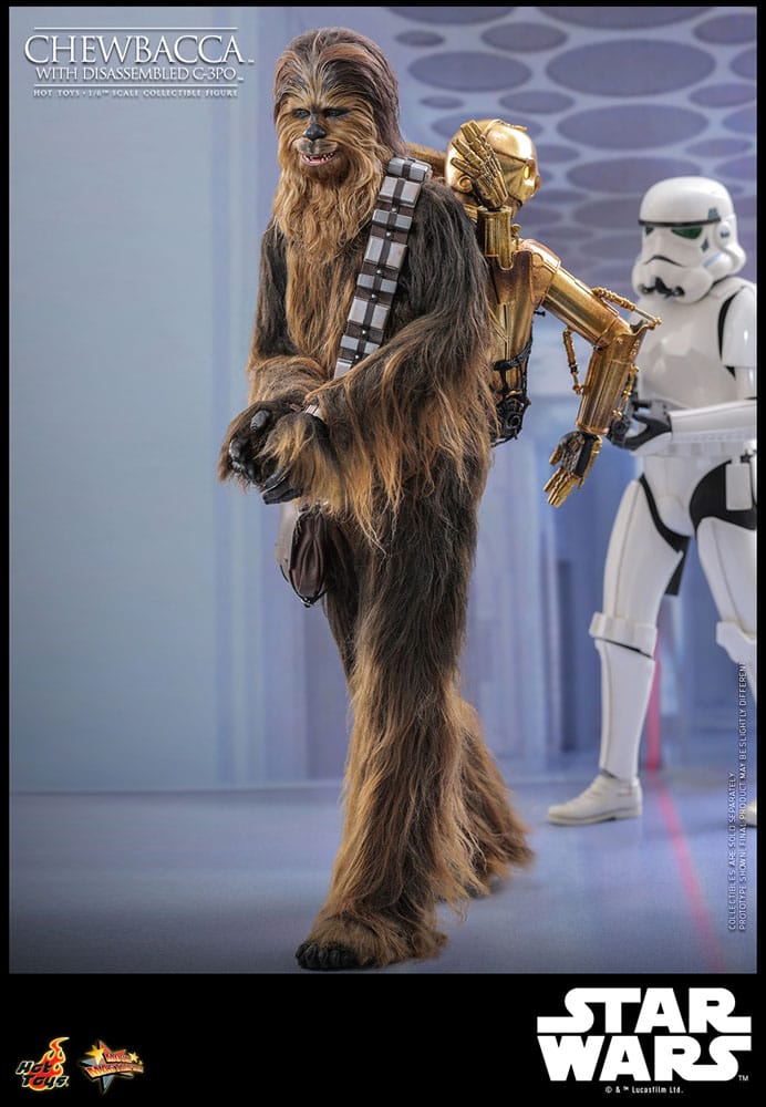 Star Wars Episode V Movie Masterpiece Actionfigur 1/6 Chewbacca with Disassembled C-3PO 36 cm