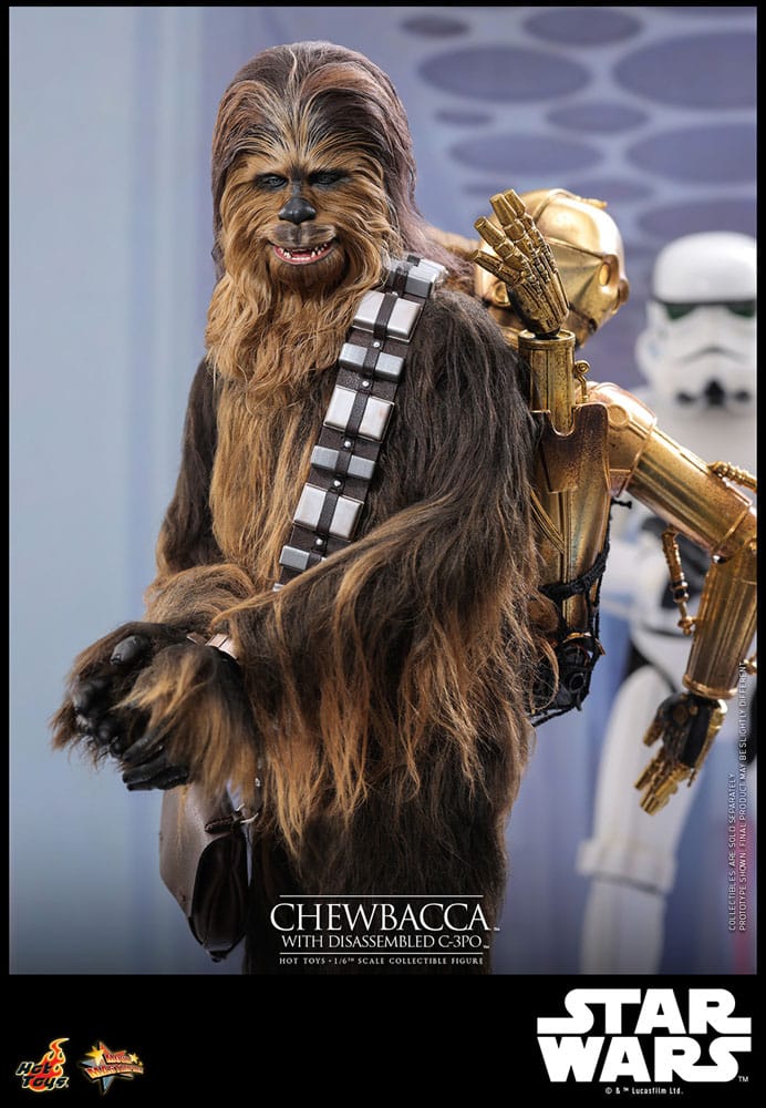 Star Wars Episode V Movie Masterpiece Actionfigur 1/6 Chewbacca with Disassembled C-3PO 36 cm