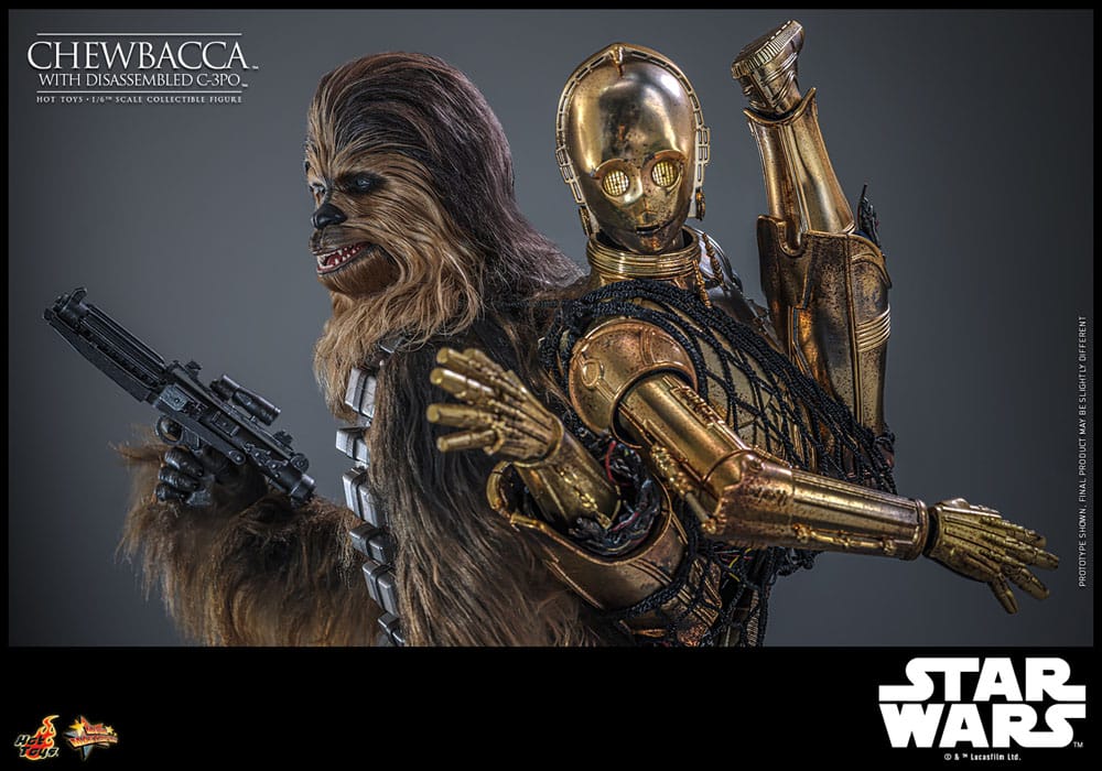 Star Wars Episode V Movie Masterpiece Actionfigur 1/6 Chewbacca with Disassembled C-3PO 36 cm