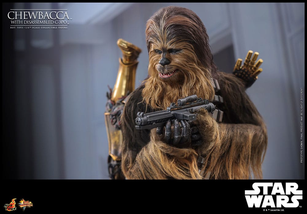 Star Wars Episode V Movie Masterpiece Actionfigur 1/6 Chewbacca with Disassembled C-3PO 36 cm