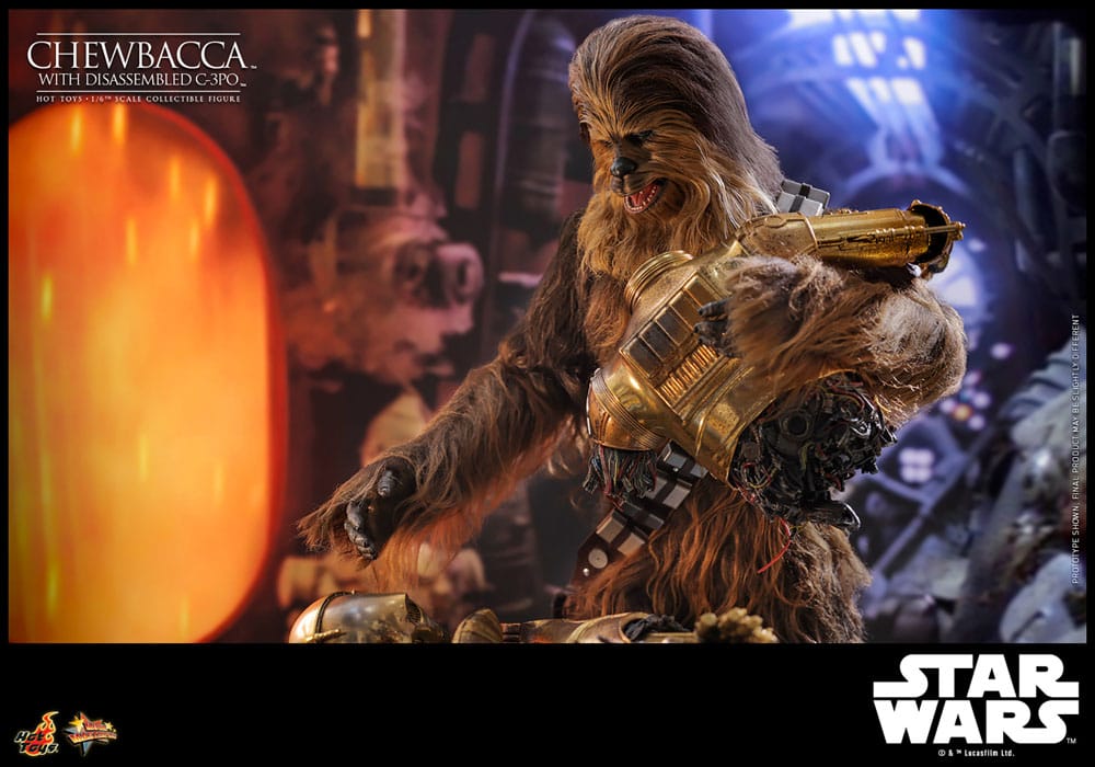 Star Wars Episode V Movie Masterpiece Actionfigur 1/6 Chewbacca with Disassembled C-3PO 36 cm
