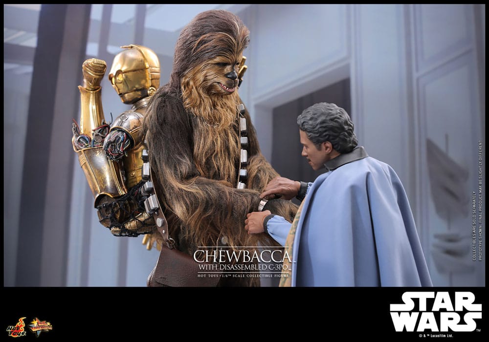 Star Wars Episode V Movie Masterpiece Actionfigur 1/6 Chewbacca with Disassembled C-3PO 36 cm