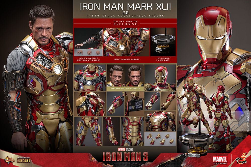 Iron Man 3 Movie Masterpiece Diecast Actionfigur 1/6 Iron Man Mark XLII (2.0) Deluxe 32 cm