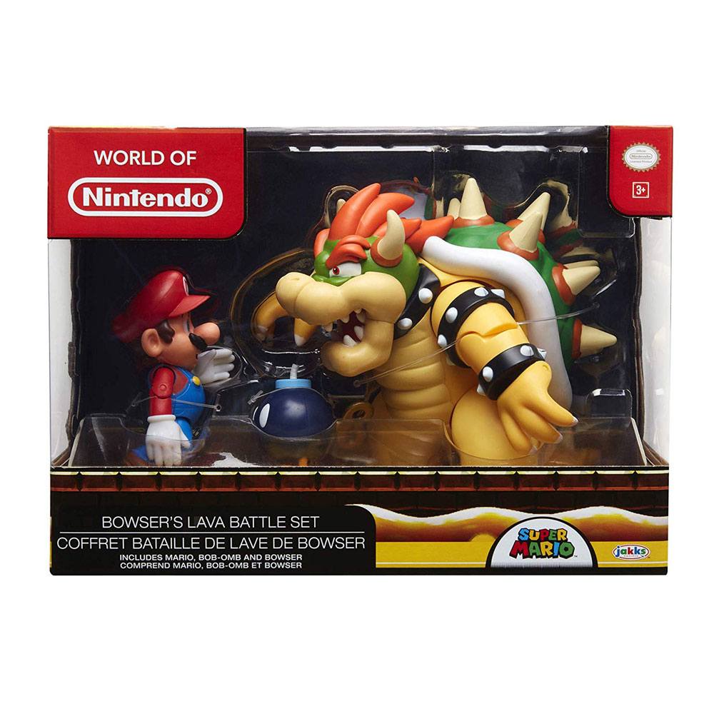 World of Nintendo Actionfiguren 3er-Pack Mario vs. Bowser Lava Battle 6-15 cm