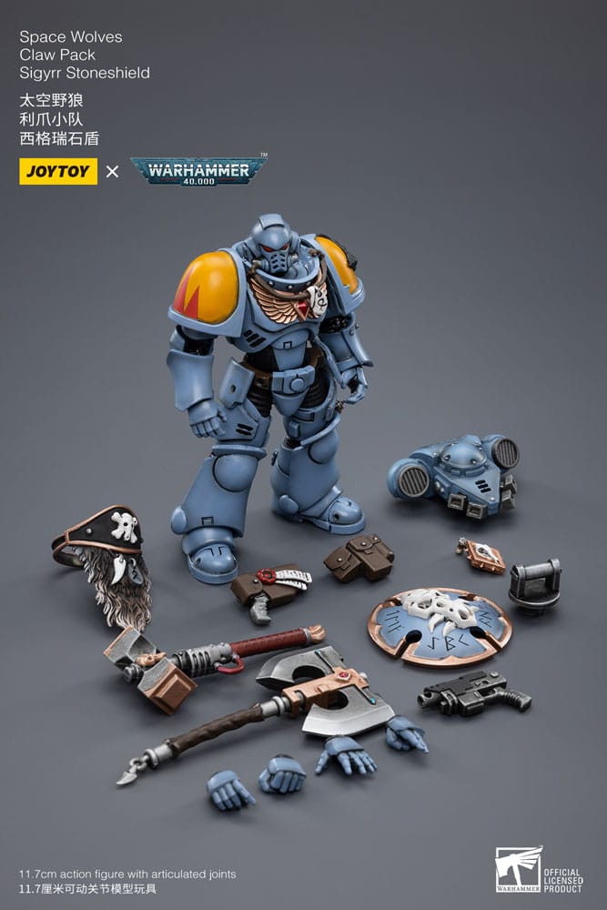 Warhammer 40k Actionfigur 1/18 Space Wolves Claw Pack Sigyrr Stoneshield 12 cm