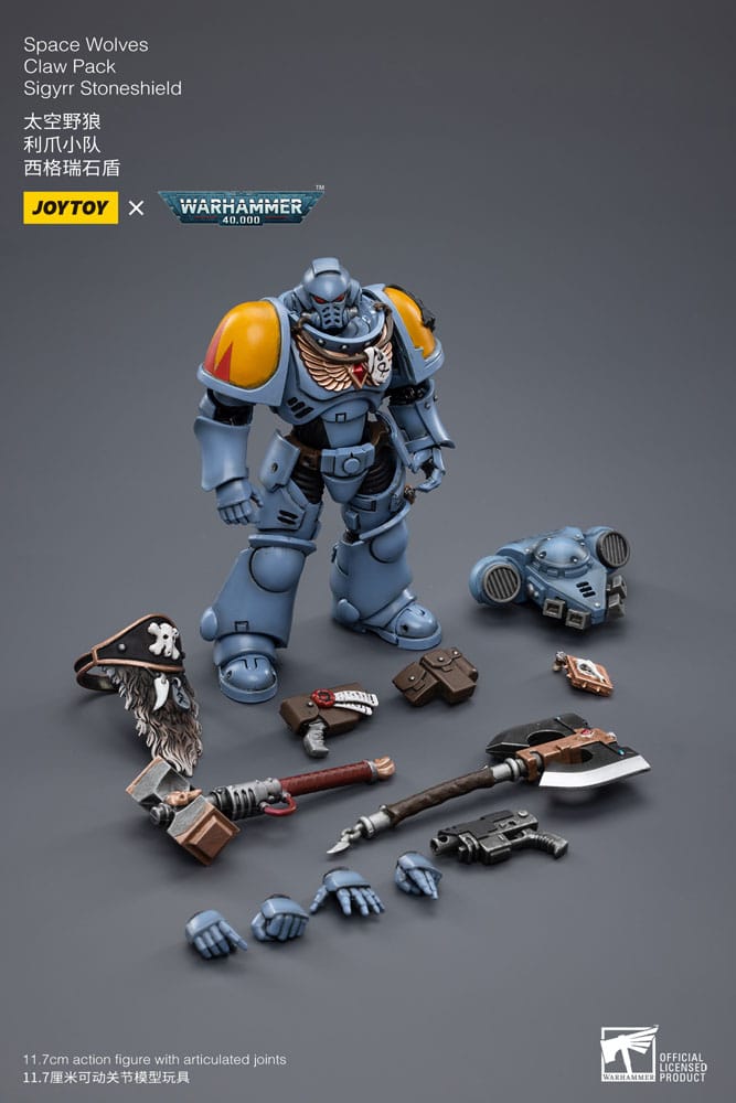 Warhammer 40k Actionfigur 1/18 Space Wolves Claw Pack Sigyrr Stoneshield 12 cm