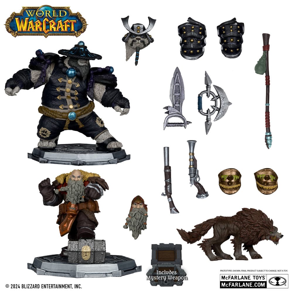 World of Warcraft PVC Statuen 2er-Pack 1/12 Dwarf Hunter: Beast Master & Pandaren: Monk (Gold Label) 15 cm