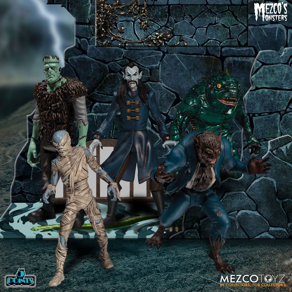 Mezco's Monsters 5 Points Actionfiguren Tower of Fear Deluxe Box Set 9 cm