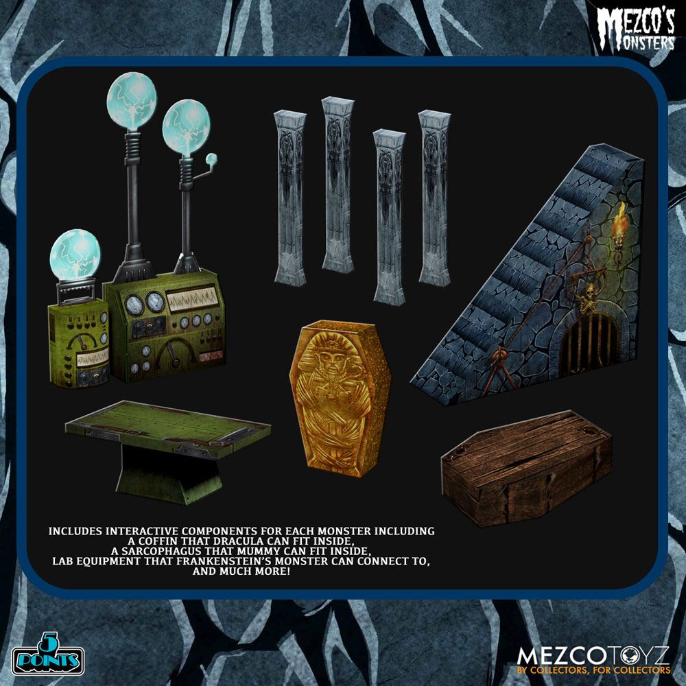 Mezco's Monsters 5 Points Actionfiguren Tower of Fear Deluxe Box Set 9 cm