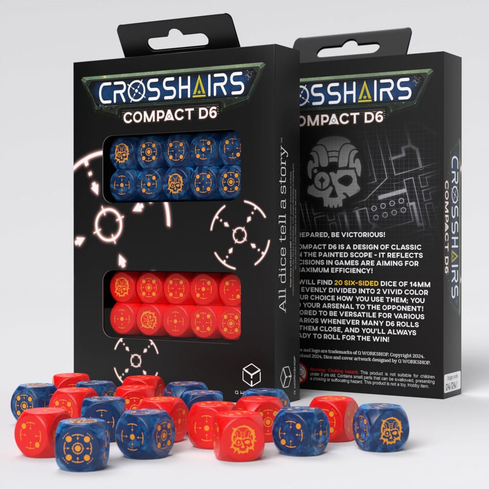 Crosshairs Compact D6 Würfel Set Kobalt&Rot (20)