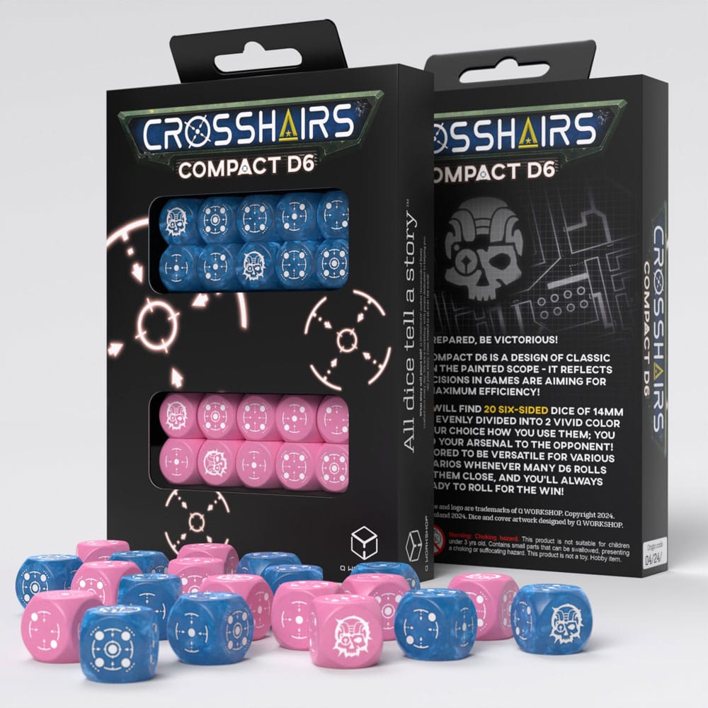 Crosshairs Compact D6 Würfel Set Blau&Rosa (20)