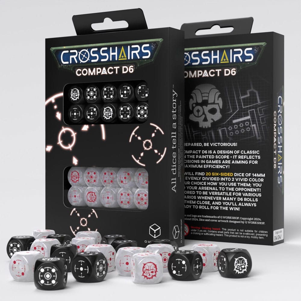 Crosshairs Compact D6 Würfel Set Schwarz&Perle (20)