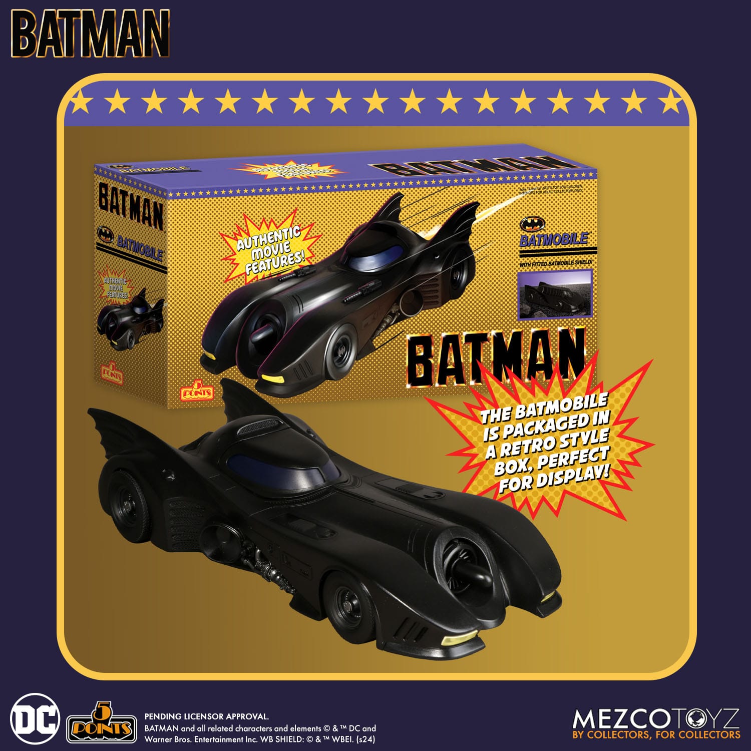 Batman (1989) 5 Points Actionfiguren (Set) 9 cm - 3 Stück & Batmobile