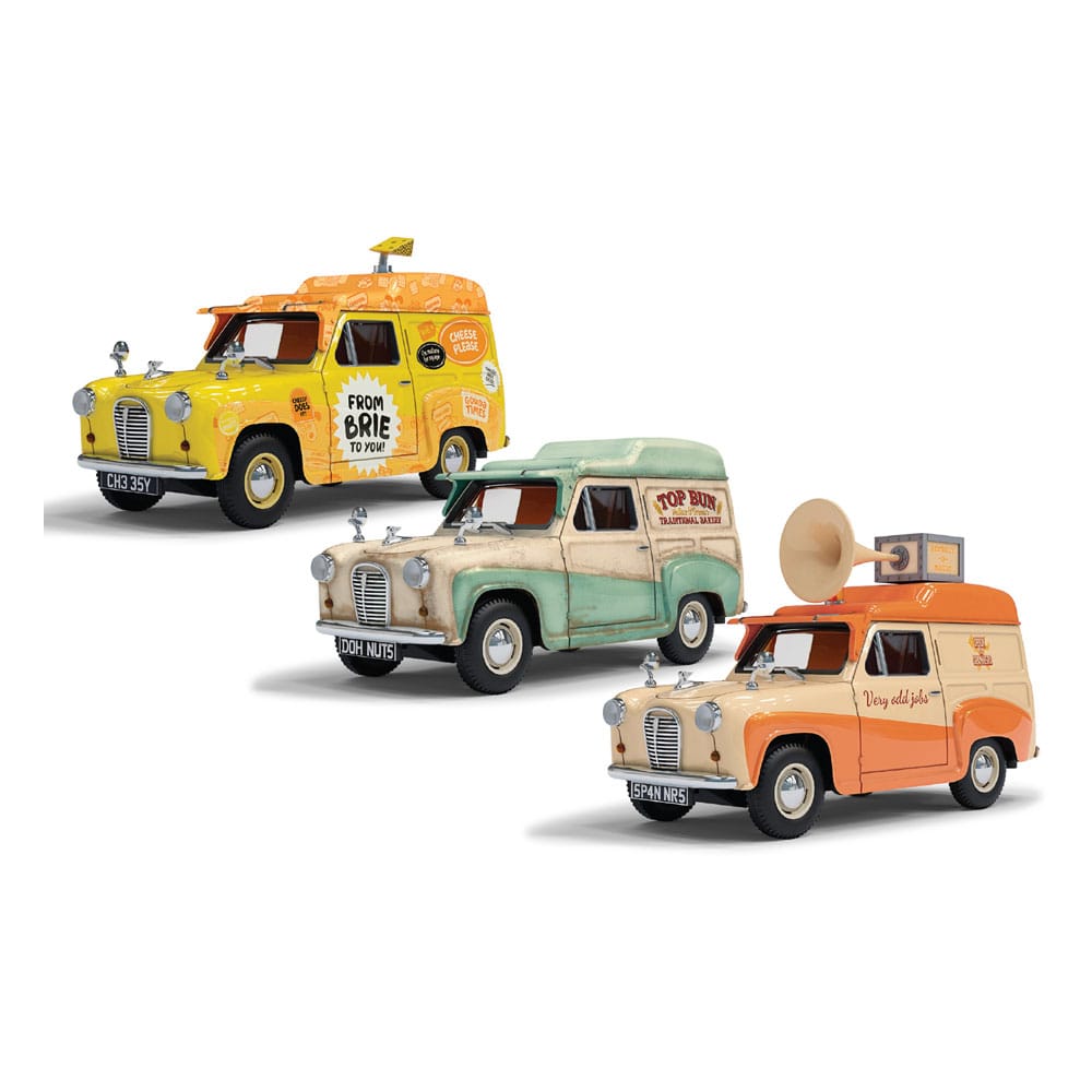 Wallace & Gromit Die Cast Modelle 1/43 Austin A35 Van Collection - Cheese Please!, Top Bun, Spick & Spanmobile