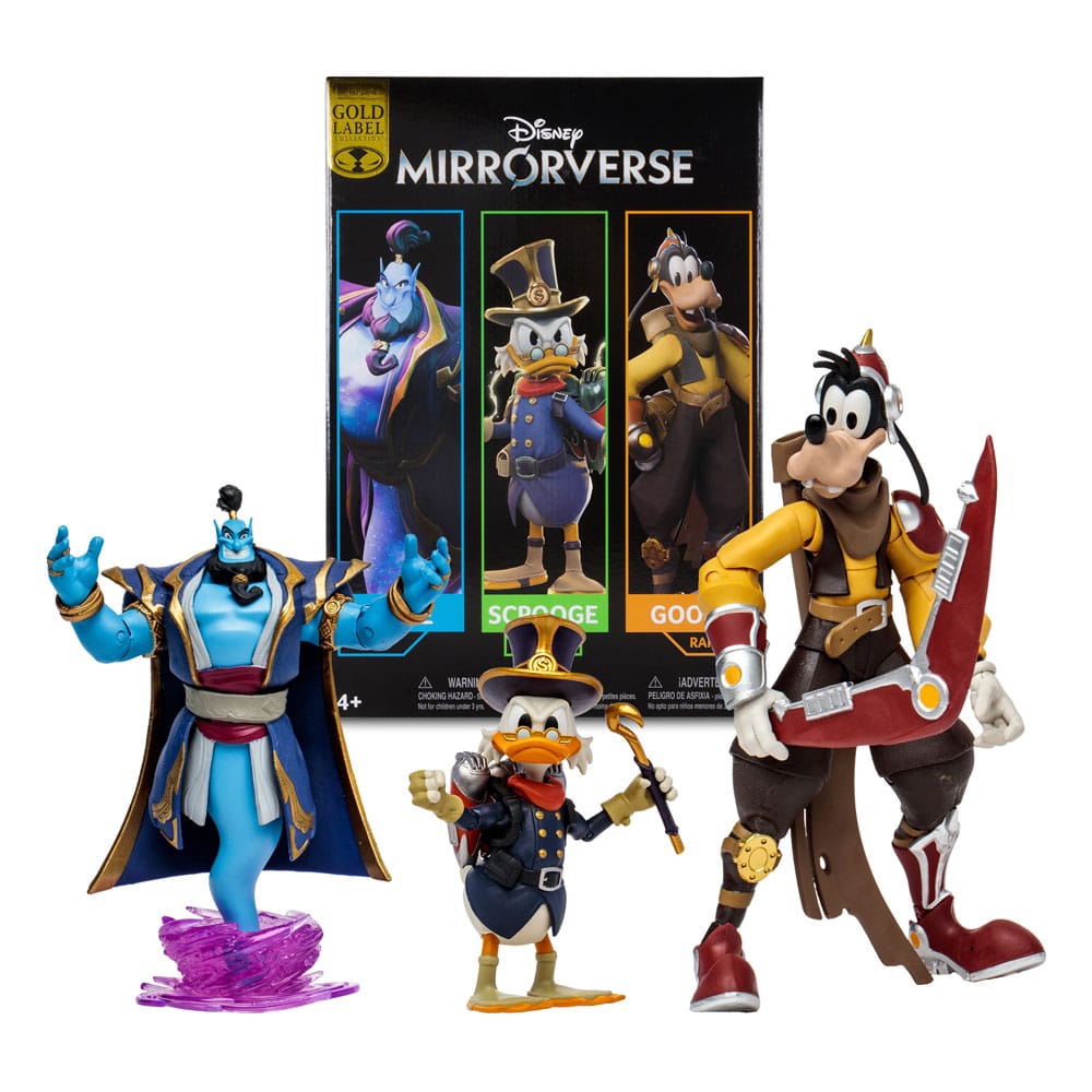 Disney Mirrorverse Actionfigur Combopack Genie, Scrooge McDuck & Goofy (Gold Label) 13 - 18 cm