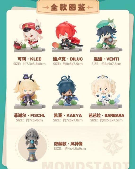 Genshin Impact Battle Scene Series Sammelfiguren 6er-Pack Mondstadt Edition 5 cm