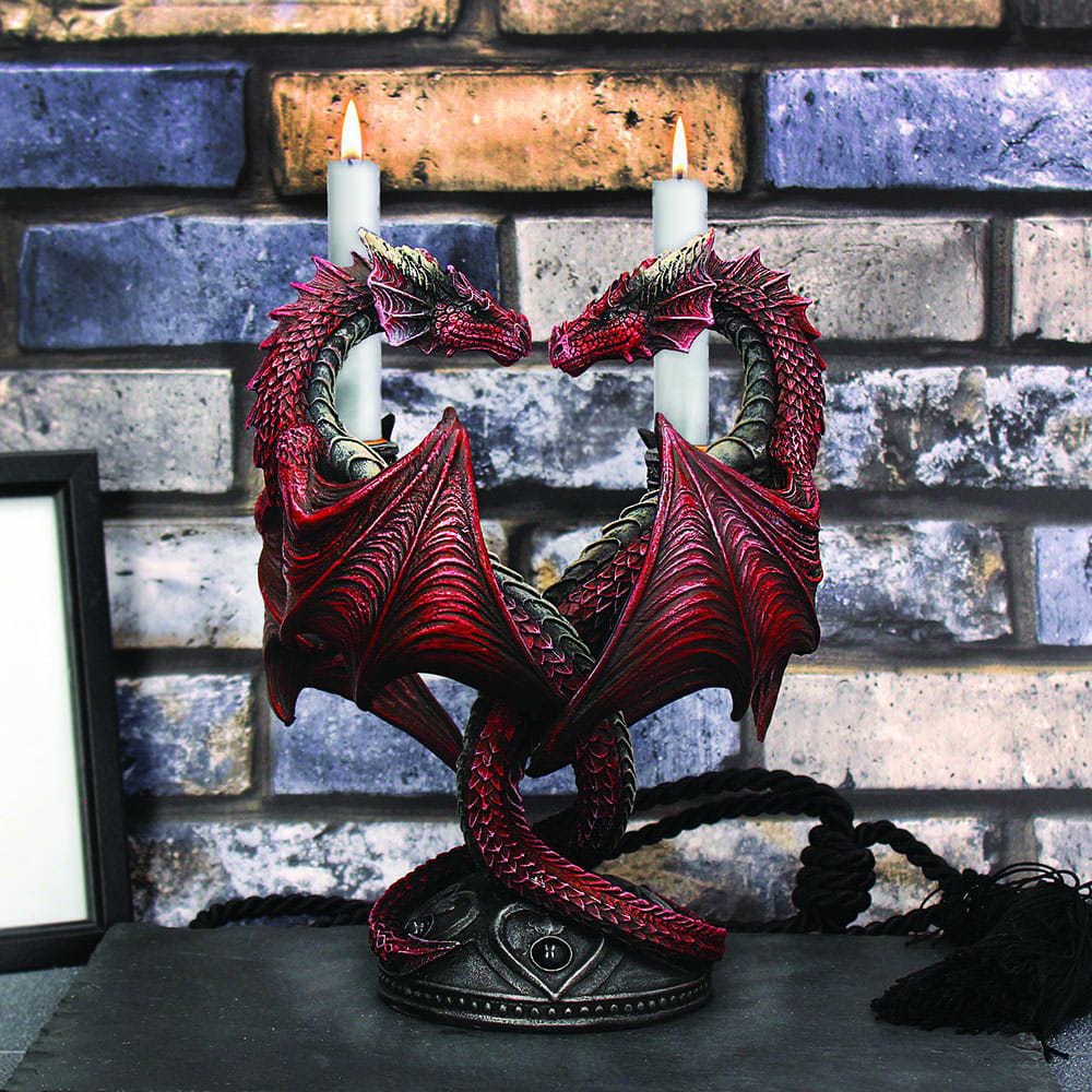 Anne Stokes Kerzenständer Dragon Heart Valentine's Edition 23 cm