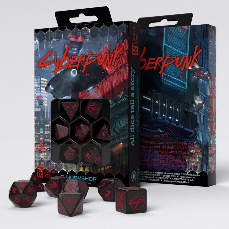 Cyberpunk Würfel Set Blood over Chrome (7)