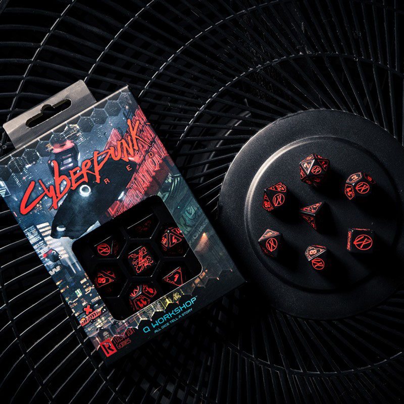 Cyberpunk Würfel Set Blood over Chrome (7)