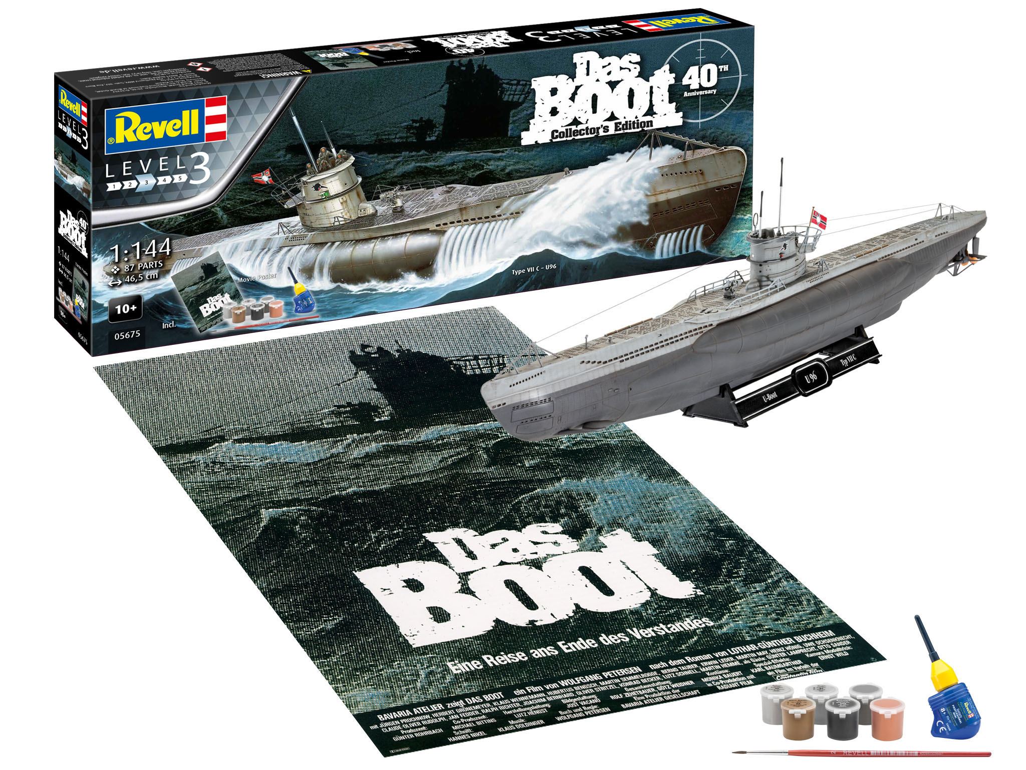 Das Boot Modellbausatz Geschenk-Set 1/144 U-Boot U96 Typ VII C 40th Anniversary 46 cm