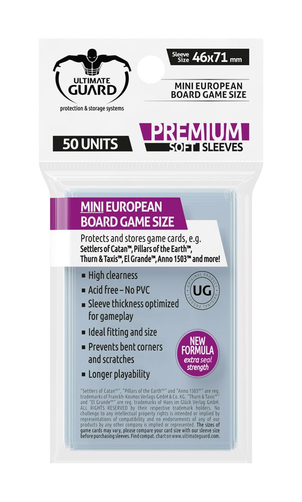 Ultimate Guard Premium Soft Sleeves für Brettspielkarten Mini European (50)