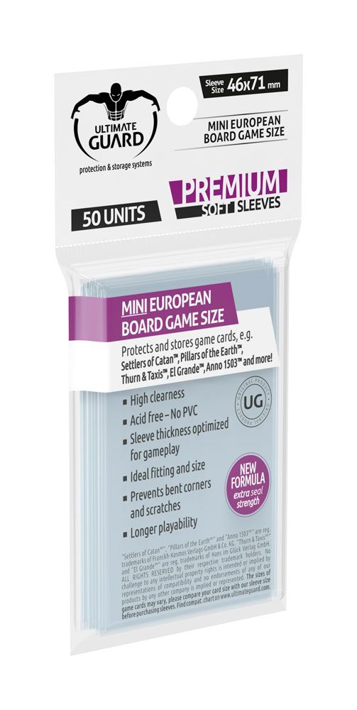 Ultimate Guard Premium Soft Sleeves für Brettspielkarten Mini European (50)