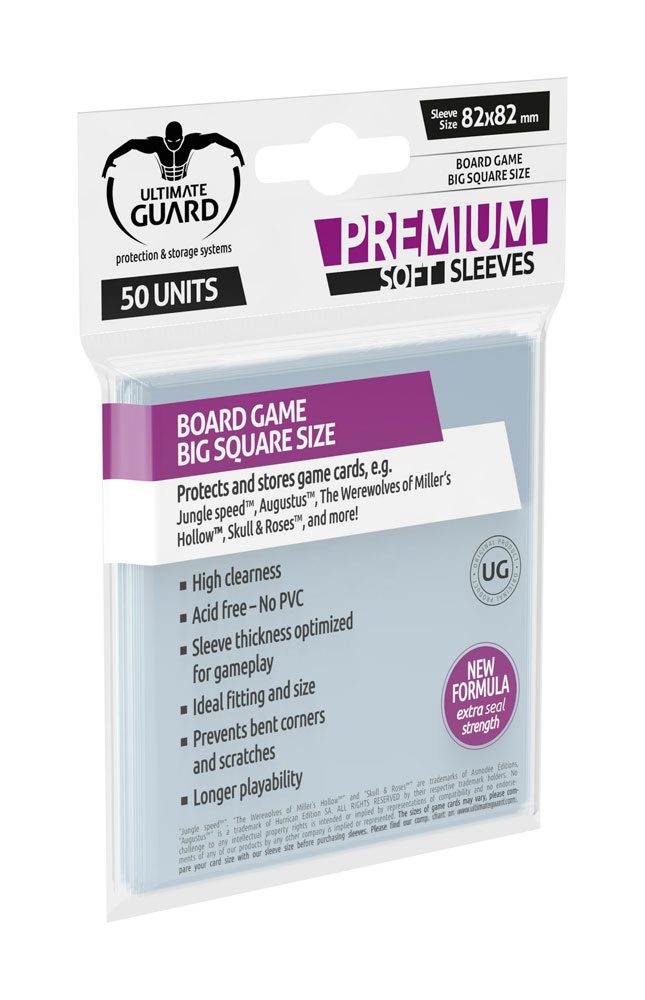 Ultimate Guard Premium Soft Sleeves für Brettspielkarten Quadratisch Groß (50)