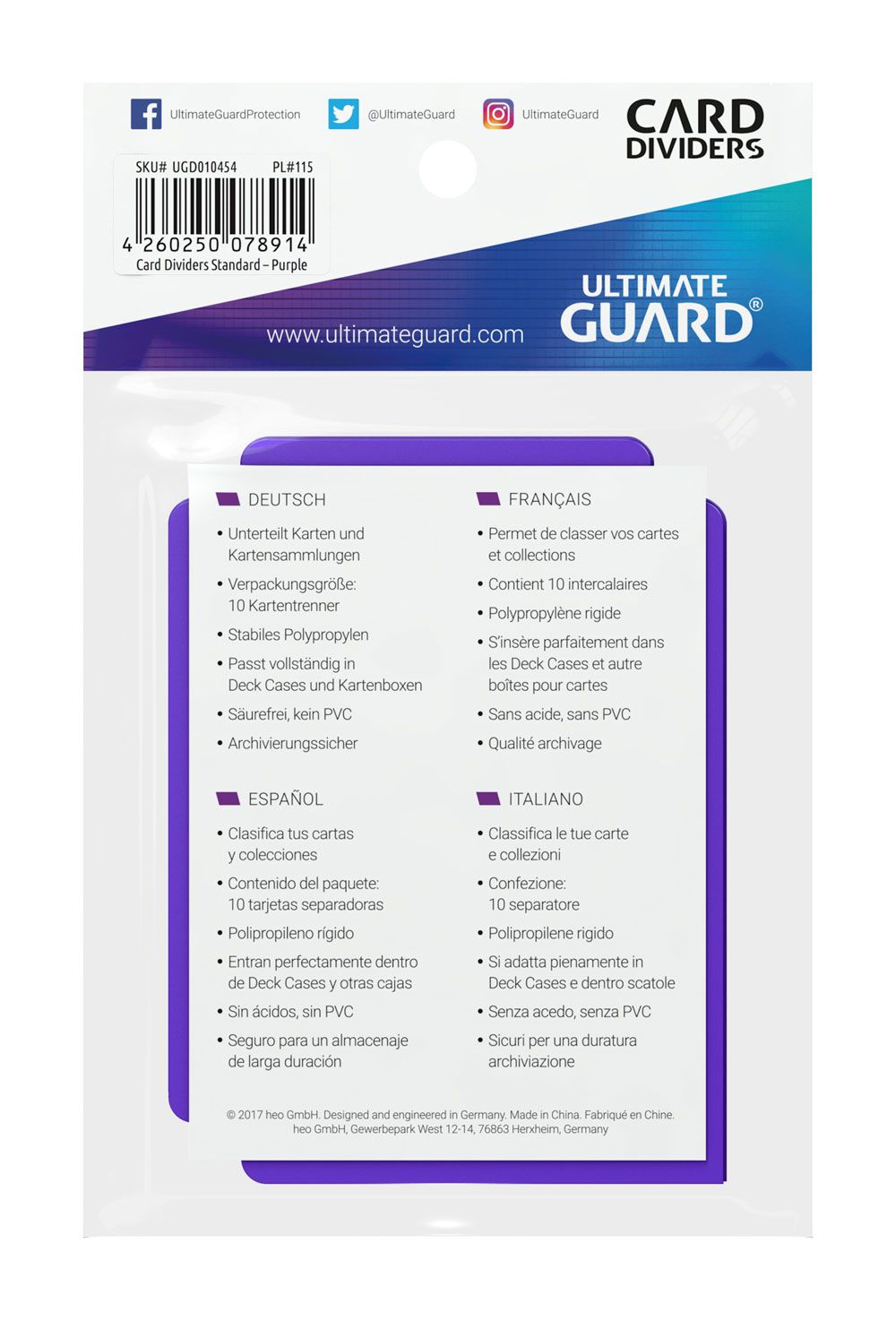 Ultimate Guard Kartentrenner Standardgröße Violett (10)